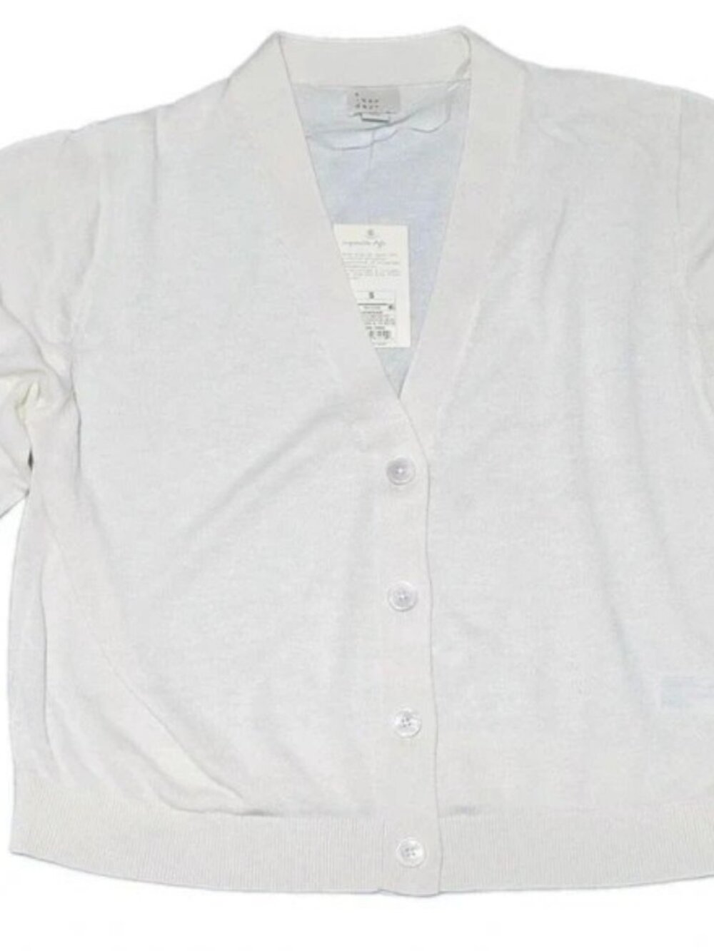 A New Day Women's White Solid V-Neck Button-Front Knit Cardigan Sweater S